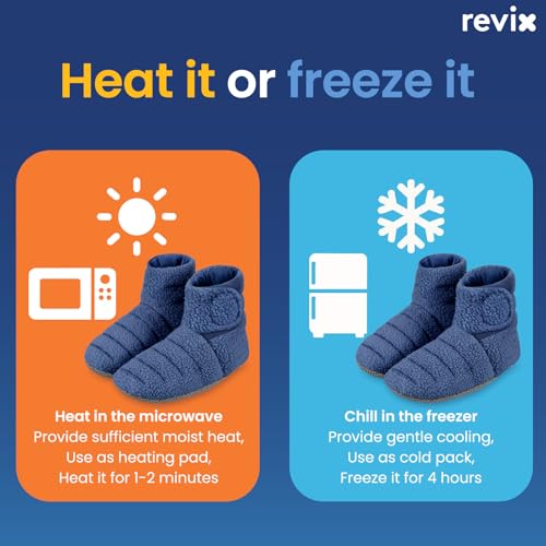 REVIX Microwavable Booties for Cold Feet, Heated Slippers, Navy S
